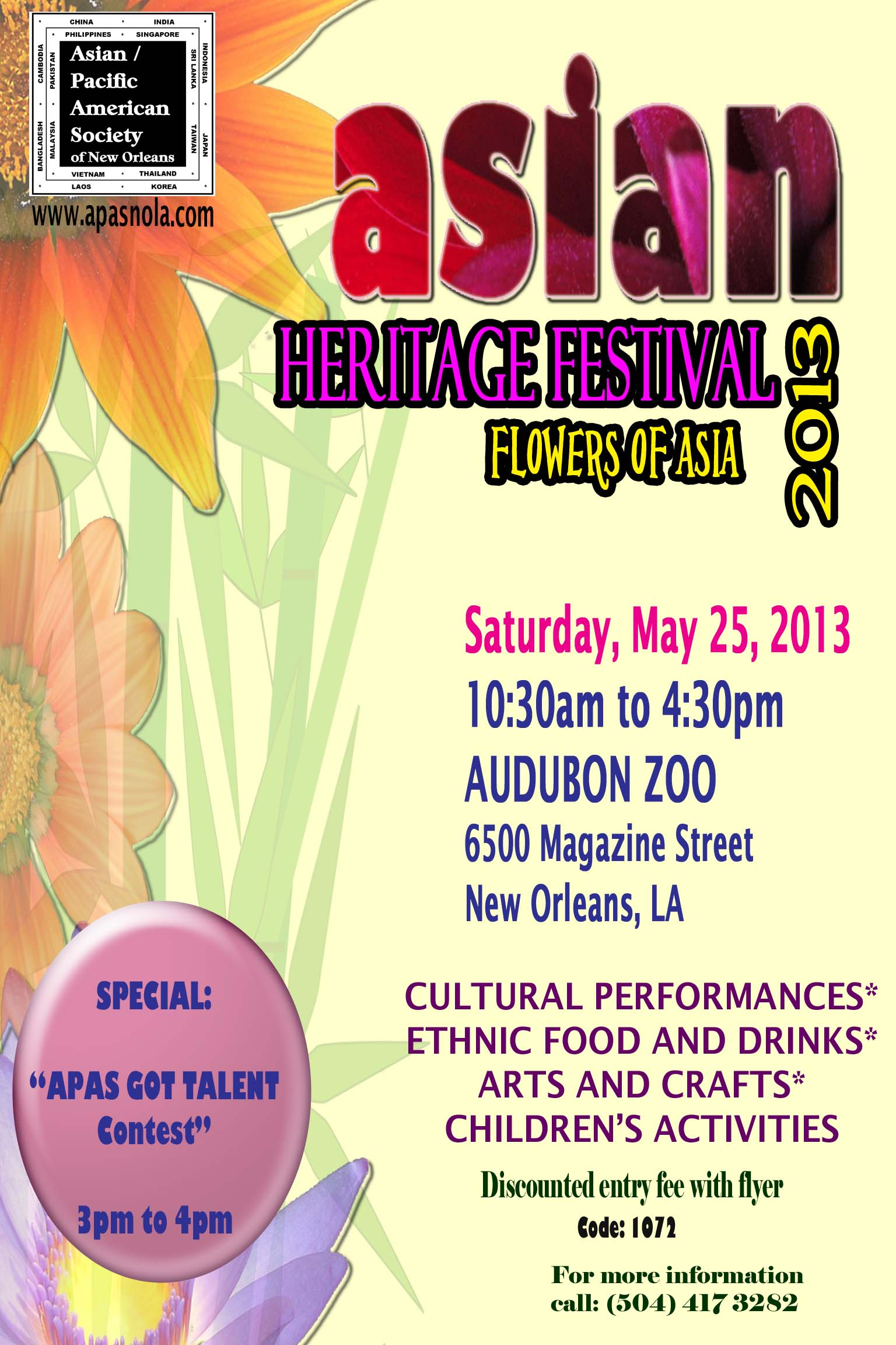 Asian Heritage Festival flyer, click to download